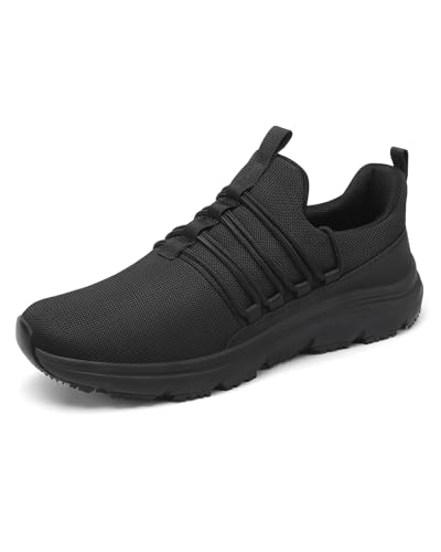 Non Slip Work Shoes For Men Restaurant Food Service Sneakers Black Size 10