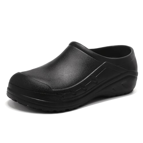 TEYTAP Chef Shoes Men Women Non Slip Work Shoes Water Proof Slip Resistant Clogs for Nursing Kitchen Restaurant Food Service Black