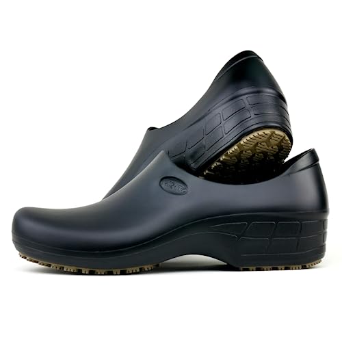 Sticky SSW-US-PTA-9 Nursing Shoes Women - Chefs - Kitchen - Nurses - Clogs for Work - Waterproof Non Slip (Black, 9)