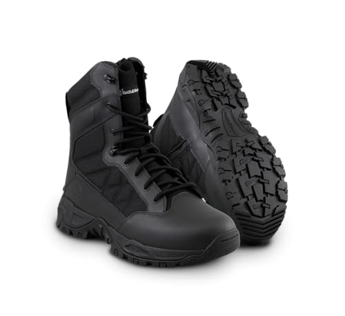 Smith & Wesson - Scout 8" Hot Weather Side-Zip Polishable Toe Boot, Breathable Lightweight Tactical Outdoor/Motorcycle/Hiking Footwear (Black, Size 11)
