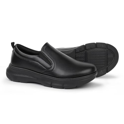 Hawkwell Women's Slip On Nursing Shoes Comfortable Lightweight Slip Resistant Healthcare Medical Work Shoes,Black,7 M US