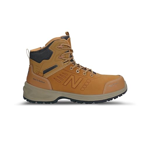 New Balance Calibre Composite Toe Work Boots for Men - EH, PR, Non-Slip Leather Safety Shoes for Industrial & Construction, Wheat, 12 Wide