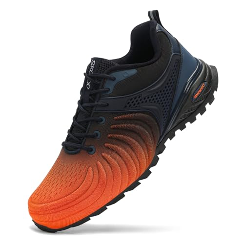 SKOKOD Men's Steel Toe Shoes Composite Work Safety Casual Fashion Sneakers Industrial Construction Comfortable Puncture Proof Indestructible Orange 10.5