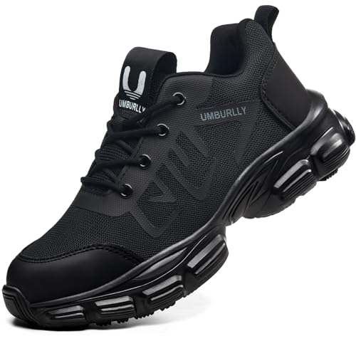 Hogent Steel Toe Shoes for Men Women, Wide Black Women Size 11.5 / Men 10