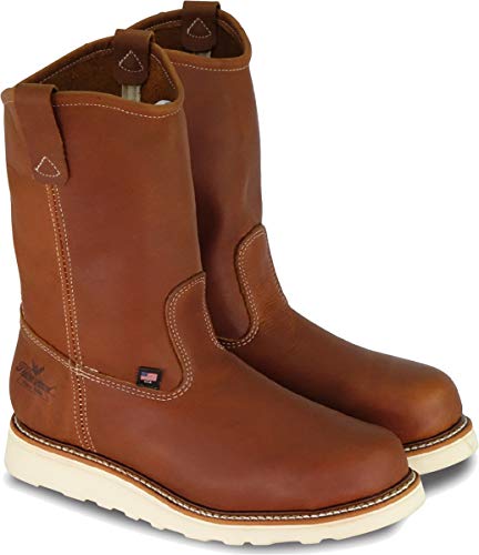 Thorogood American Heritage 11” Steel Toe Wellington Boots for Men - Premium Full-Grain Leather with Slip-Resistant Wedge Outsole and Comfort Insole; EH Rated - 9.5 D(M) US, Tobacco Oil-tanned