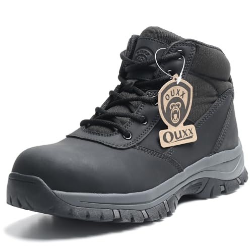 OUXX 5" Steel Toe Boots For Men,Astm F2413 Boot,Zipper,Waterproof,Safety