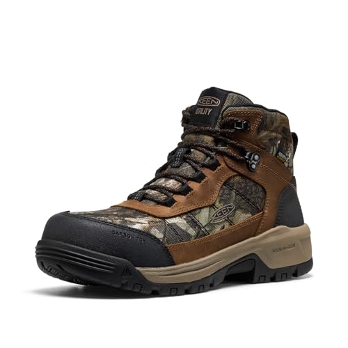 KEEN Utility Men's Skokie Hiker Style Mid Height Composite Toe 90 Degree Waterproof Work Boots, Camo/Black, 10.5 D