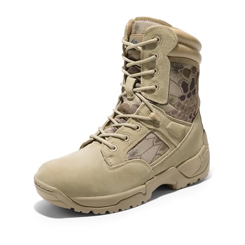 NORTIV 8 Mens Military Tactical Work Boots Hiking,Camo/Sand,14W
