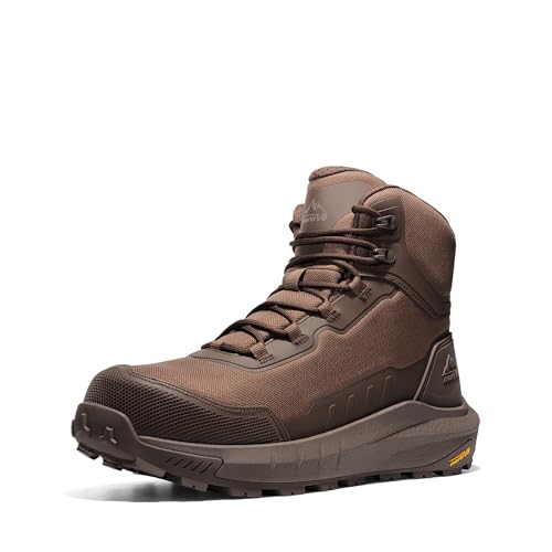 NORTIV 8 Men's Composite Toe Work Boots Slip Resistant,Dark Brown,10