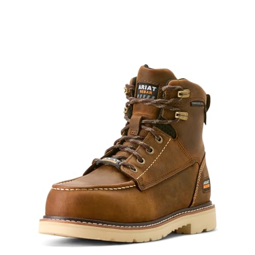 ARIAT Women's Rebar Lift Waterproof Composite Toe Work Boot, Distressed Brown, 8 Wide
