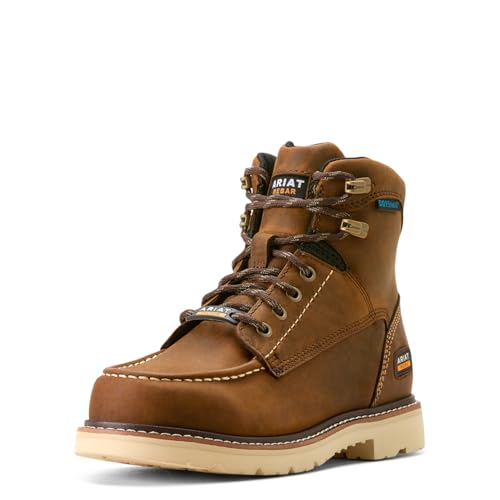 ARIAT Women's Rebar Lift Waterproof Work Boot, Distressed Brown, 7.5 Wide