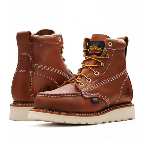 Thorogood 6” Work Boots for Women - American Heritage - Full-Grain Leather with Comfort Insoles and Slip-Resistant Wedge Outsoles, Tobacco - 8 M