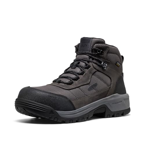 KEEN Utility Men's Skokie Hiker Style Mid Height Composite Toe 90 Degree Waterproof Work Boots, Magnet/Black, 10 D