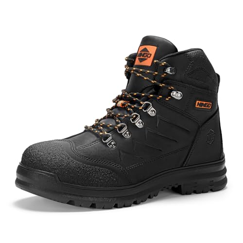 NINGO Steel Toe Work Boots for Men, Oil & Slip Resistant Construction Boots