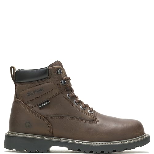 WOLVERINE Men's Floorhand Waterproof Steeltoe 6" Work Boot, Dark Brown, 10M